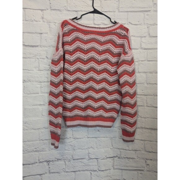 Maurices Chevron Crochet Open Knit Cardigan Oversized Woman's Size Small - Picture 2 of 8